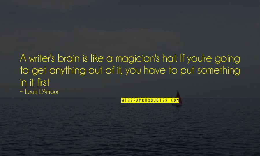 Being Scared To Ask Someone Out Quotes By Louis L'Amour: A writer's brain is like a magician's hat.