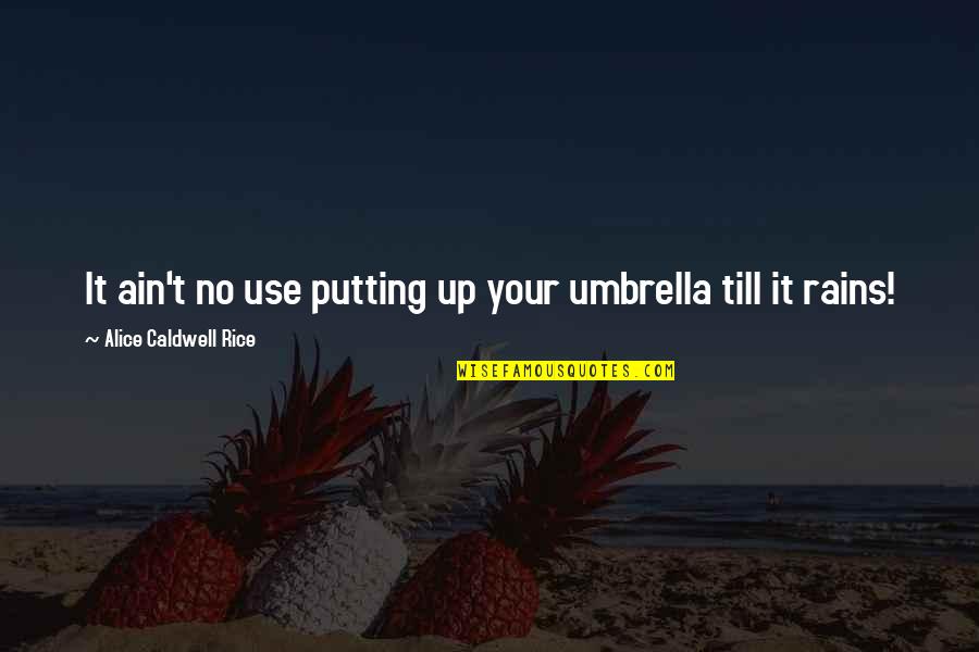 Being Scatterbrained Quotes By Alice Caldwell Rice: It ain't no use putting up your umbrella