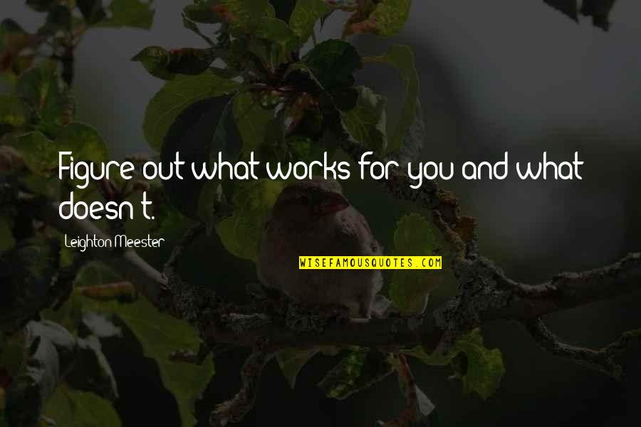 Being Scattered Quotes By Leighton Meester: Figure out what works for you and what Being Scattered Quotes By Leighton Meester: Figure out what works for you and what