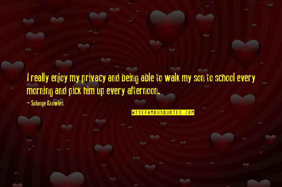 Being School Quotes By Solange Knowles: I really enjoy my privacy and being able Being School Quotes By Solange Knowles: I really enjoy my privacy and being able
