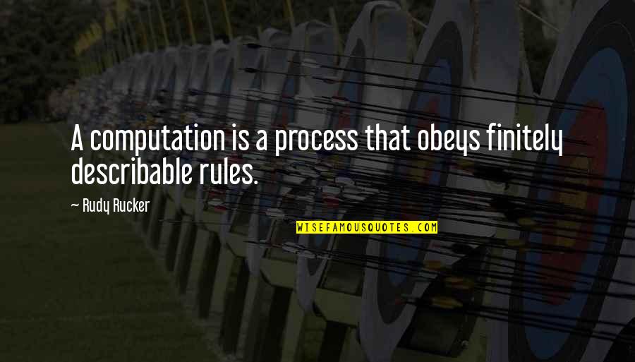 Being Self Sufficient Quotes By Rudy Rucker: A computation is a process that obeys finitely