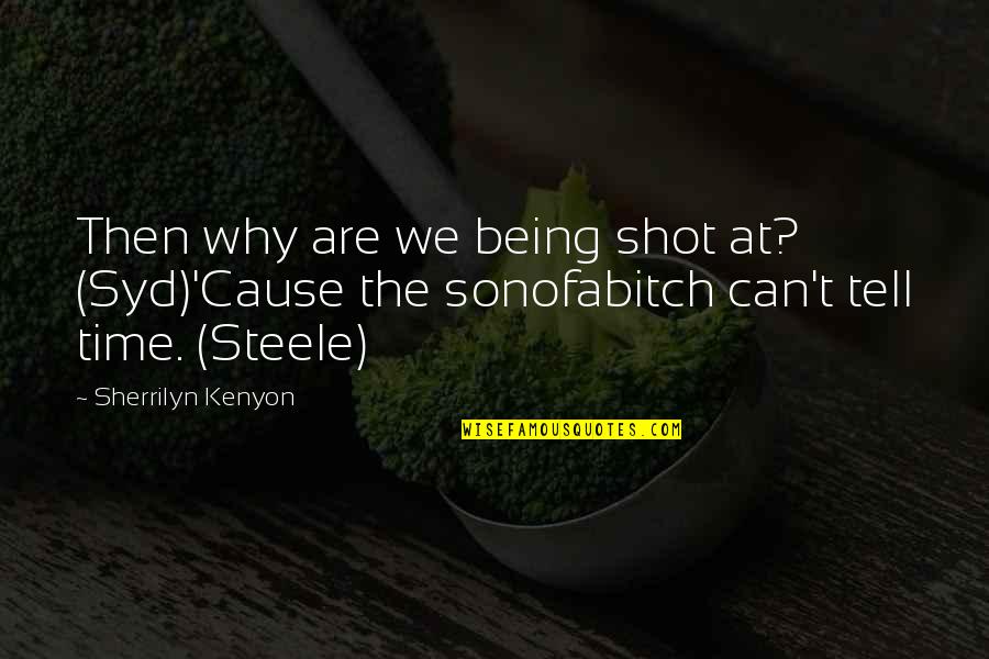 Being Shot Quotes By Sherrilyn Kenyon: Then why are we being shot at? (Syd)'Cause