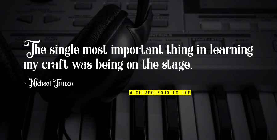 Being Single Is The Best Thing Quotes By Michael Trucco: The single most important thing in learning my