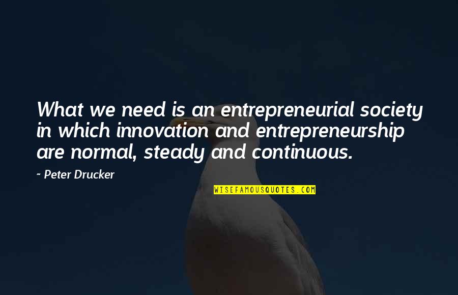 Being Six Years Old Quotes By Peter Drucker: What we need is an entrepreneurial society in