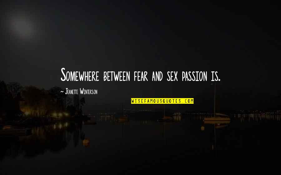 Being Smart Enough To Let Go Quotes By Jeanette Winterson: Somewhere between fear and sex passion is.