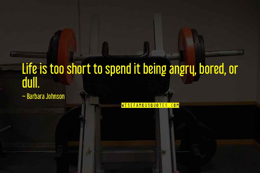 Being So Angry Quotes By Barbara Johnson: Life is too short to spend it being