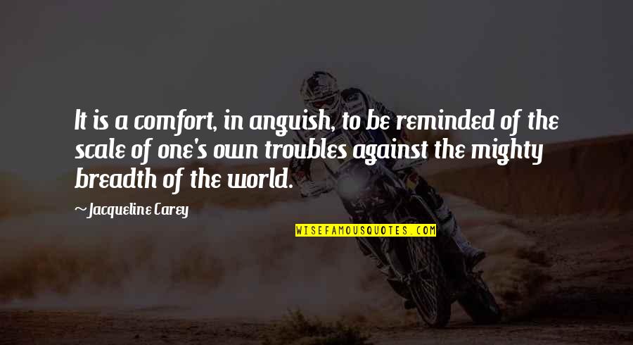 Being Stoked Quotes By Jacqueline Carey: It is a comfort, in anguish, to be