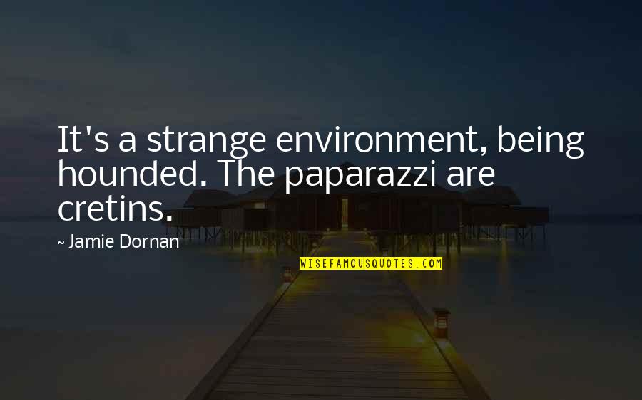 Being Strange Quotes By Jamie Dornan: It's a strange environment, being hounded. The paparazzi