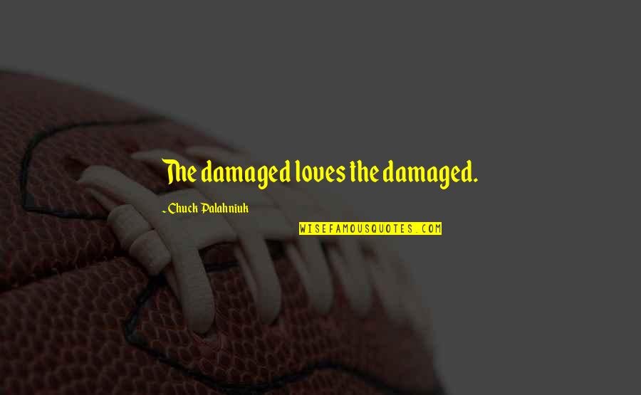 Being Strong And Focused Quotes By Chuck Palahniuk: The damaged loves the damaged.