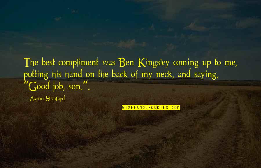 Being Stuck In The Moment Quotes By Aaron Stanford: The best compliment was Ben Kingsley coming up