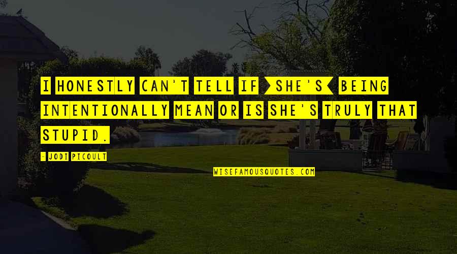 Being Stupid Quotes By Jodi Picoult: I honestly can't tell if [she's] being intentionally