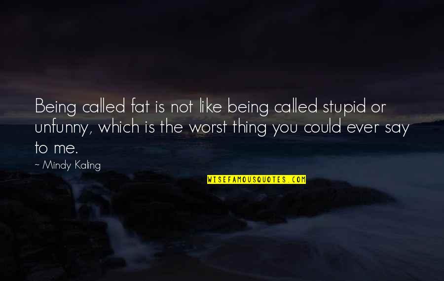Being Stupid Quotes By Mindy Kaling: Being called fat is not like being called