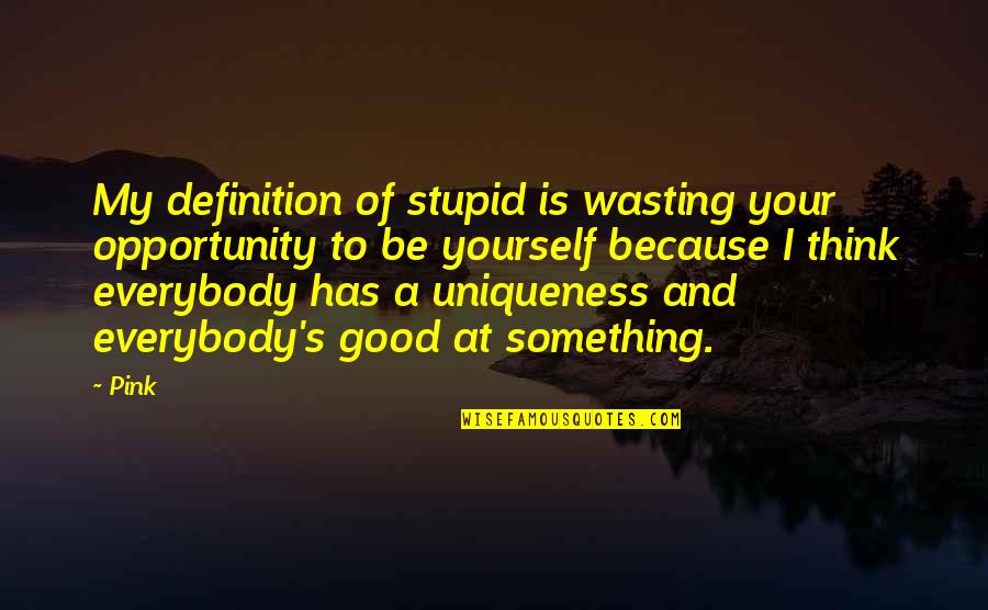 Being Stupid Quotes By Pink: My definition of stupid is wasting your opportunity