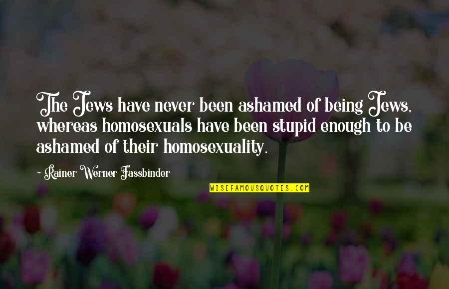 Being Stupid Quotes By Rainer Werner Fassbinder: The Jews have never been ashamed of being