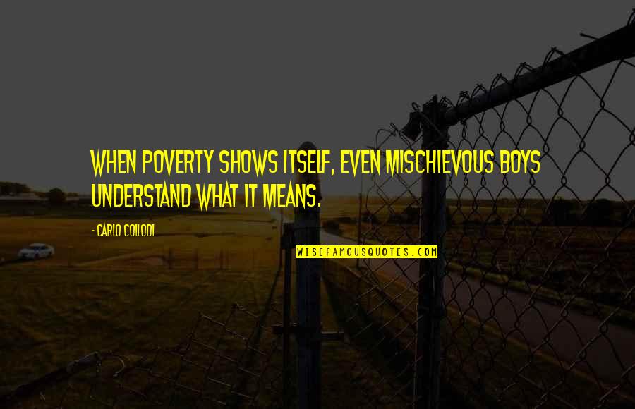 Being Successful And Strong Quotes By Carlo Collodi: When poverty shows itself, even mischievous boys understand