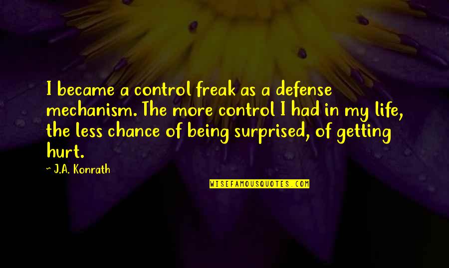 Being Surprised By Life Quotes By J.A. Konrath: I became a control freak as a defense