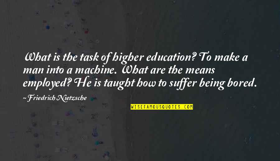 Being Taught Quotes By Friedrich Nietzsche: What is the task of higher education? To