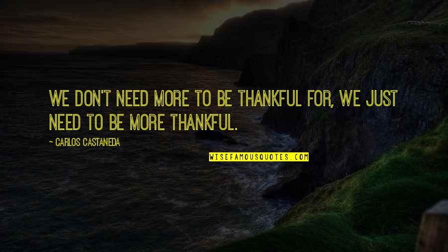 Being Thankful For You Quotes By Carlos Castaneda: We don't need more to be thankful for,