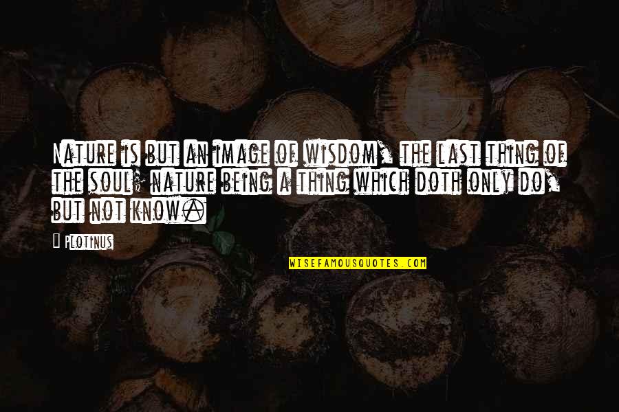 Being The Last To Know Quotes By Plotinus: Nature is but an image of wisdom, the