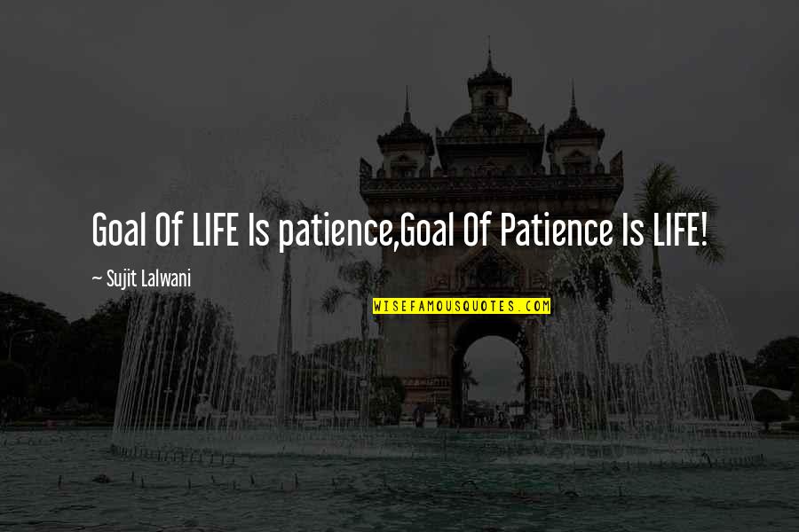 Being The Odd One Out Quotes By Sujit Lalwani: Goal Of LIFE Is patience,Goal Of Patience Is