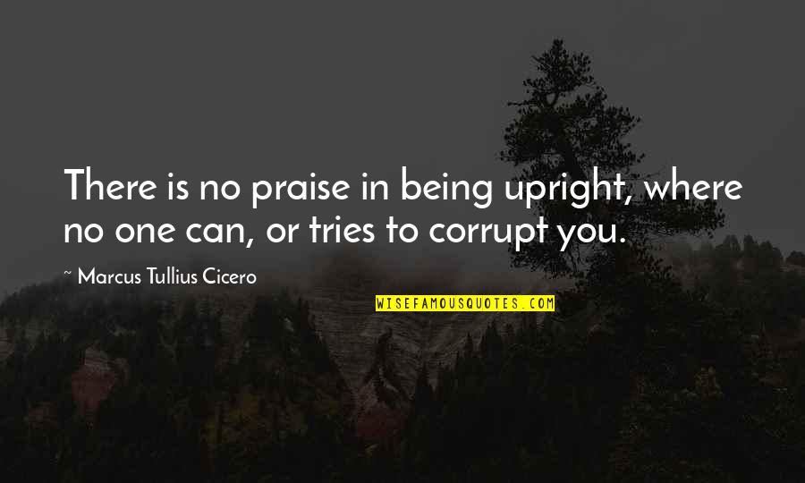 Being The Only One Trying Quotes By Marcus Tullius Cicero: There is no praise in being upright, where