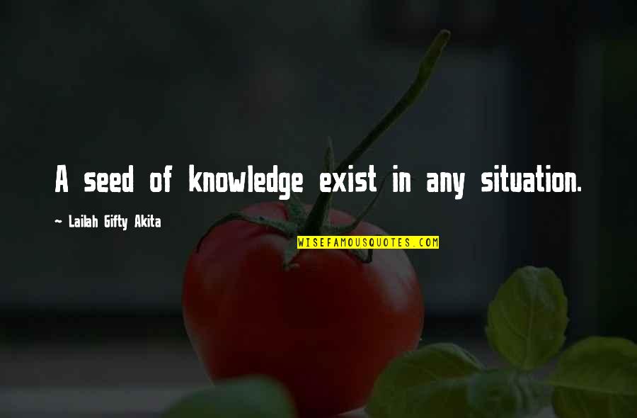 Being The World To Someone Quotes By Lailah Gifty Akita: A seed of knowledge exist in any situation.
