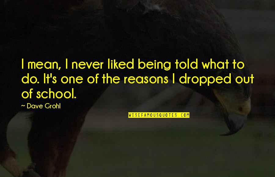 Being Told Quotes By Dave Grohl: I mean, I never liked being told what