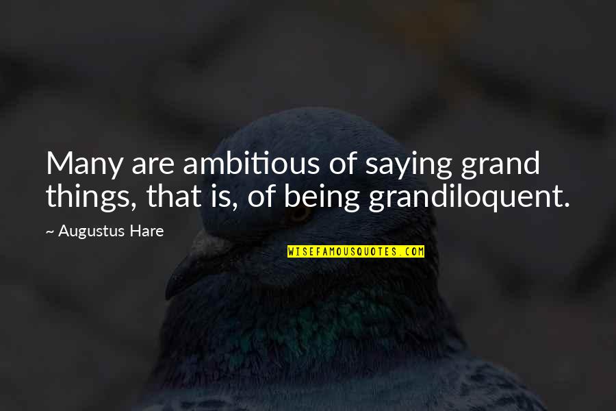 Being Too Ambitious Quotes By Augustus Hare: Many are ambitious of saying grand things, that