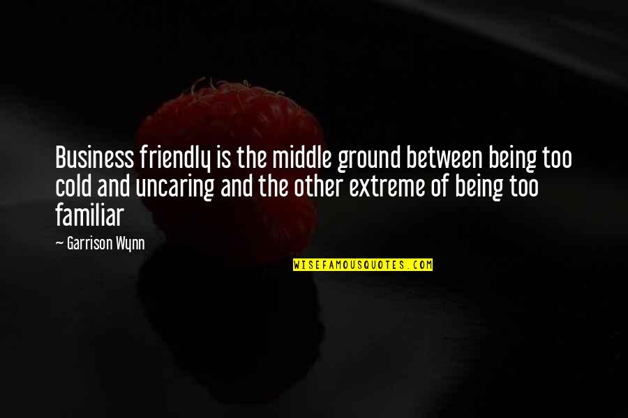 Being Too Friendly Quotes By Garrison Wynn: Business friendly is the middle ground between being