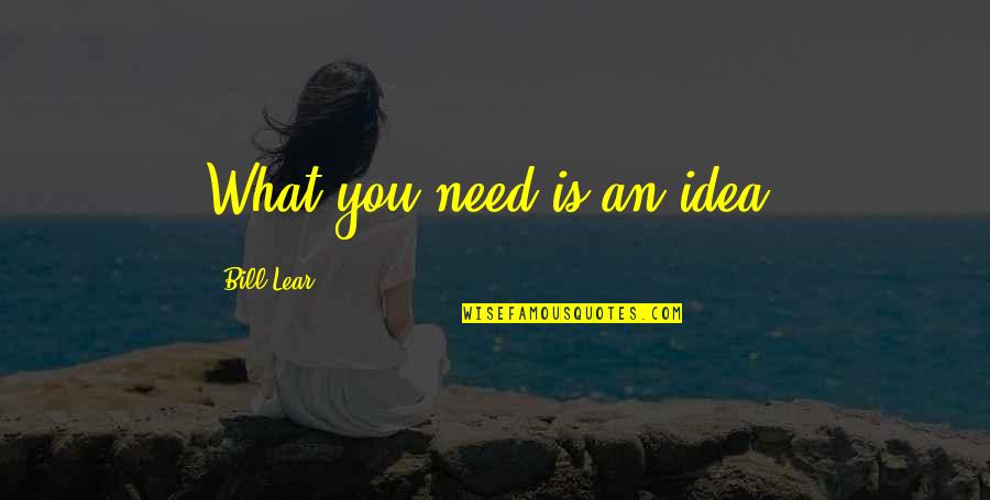 Being Too Nice Is Not Good Quotes By Bill Lear: What you need is an idea.