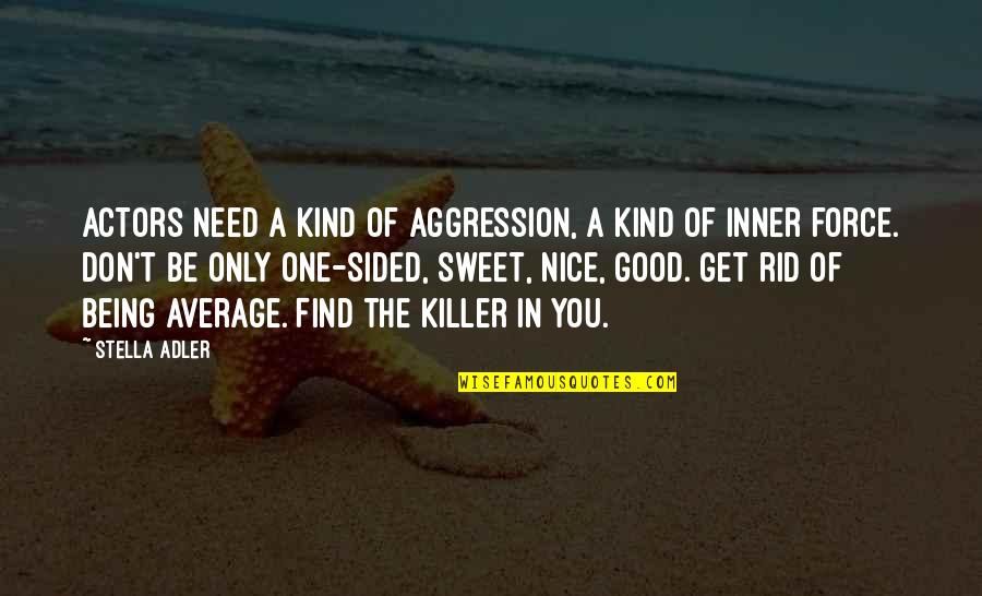 Being Too Nice Is Not Good Quotes By Stella Adler: Actors need a kind of aggression, a kind