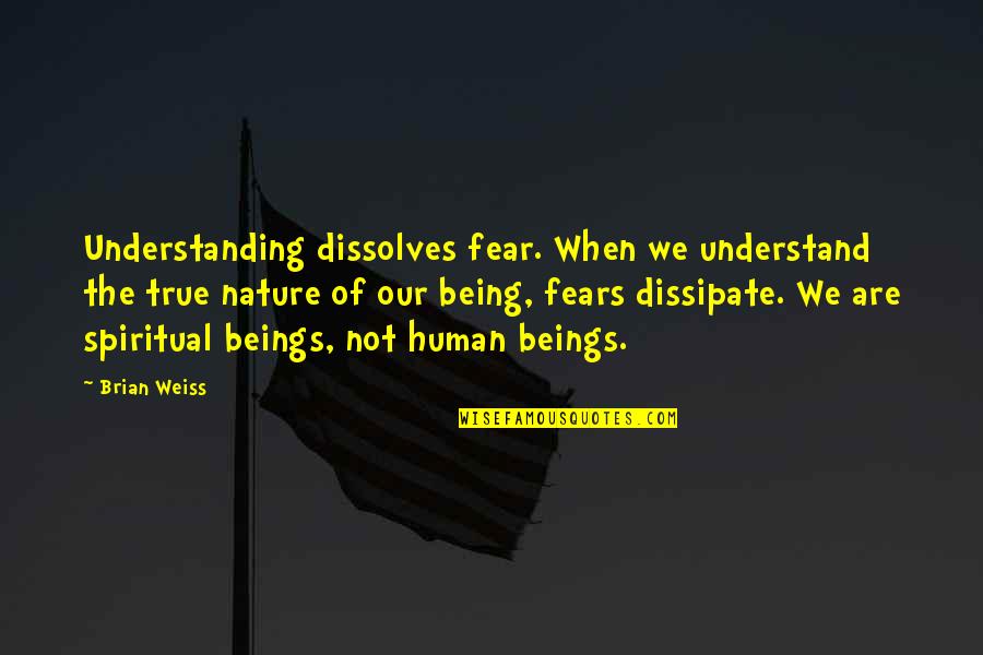 Being Too Understanding Quotes By Brian Weiss: Understanding dissolves fear. When we understand the true