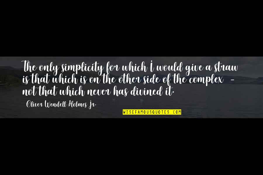 Being Tough In Life Quotes By Oliver Wendell Holmes Jr.: The only simplicity for which I would give Being Tough In Life Quotes By Oliver Wendell Holmes Jr.: The only simplicity for which I would give