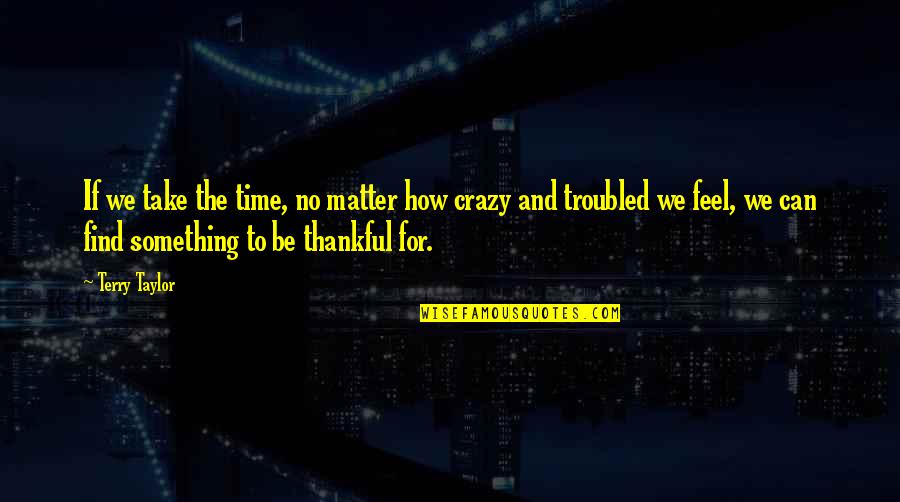 Being Troubled Quotes By Terry Taylor: If we take the time, no matter how