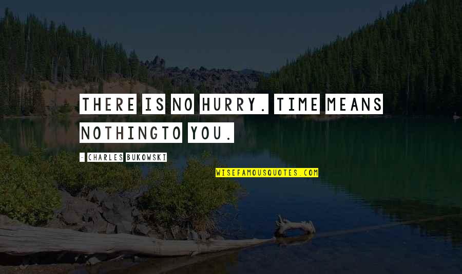 Being Unable To Help Someone Quotes By Charles Bukowski: There is no hurry. Time means nothingto you.