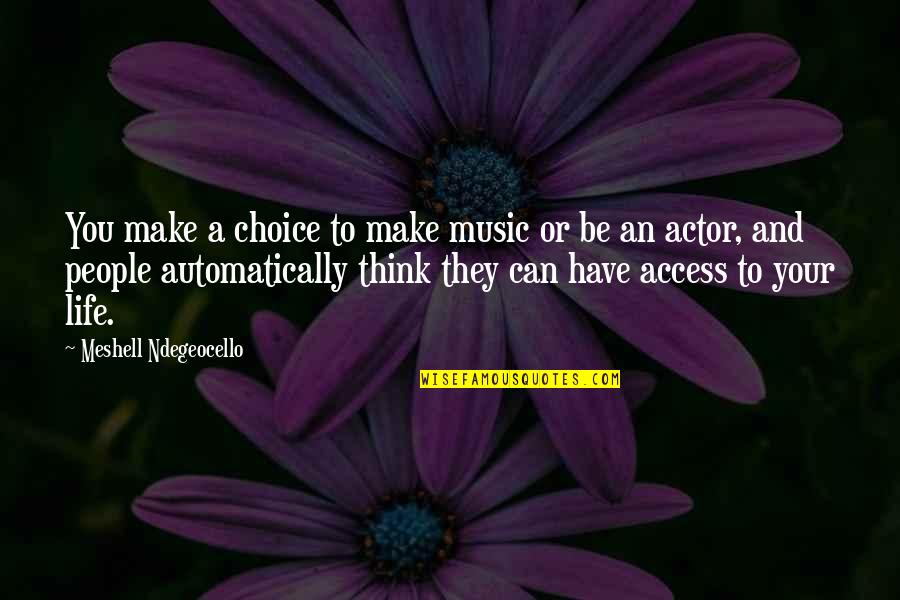 Being Unable To Help Someone Quotes By Meshell Ndegeocello: You make a choice to make music or