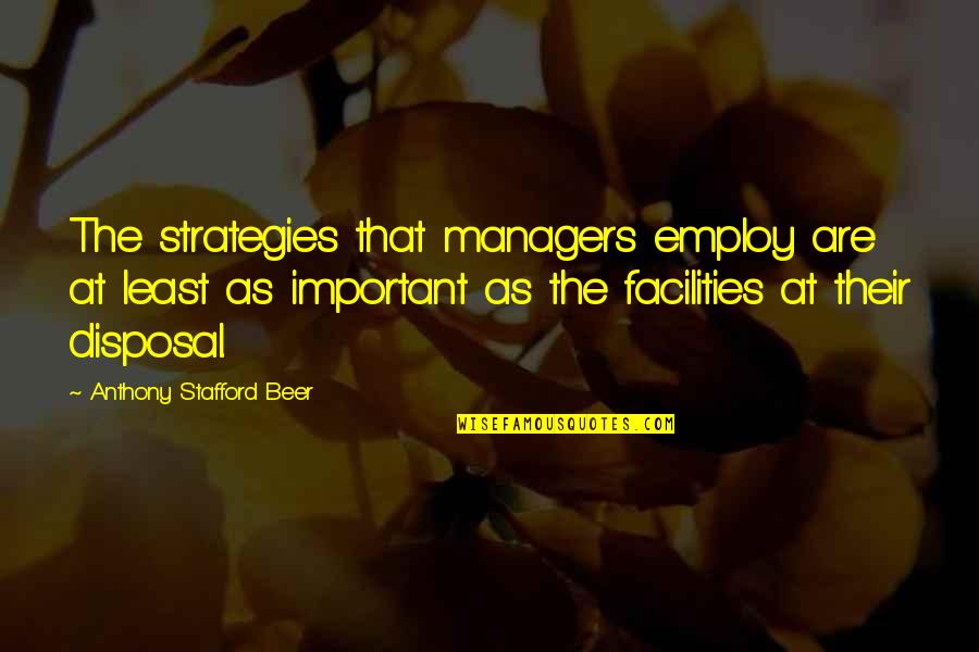Being Undeniable Quotes By Anthony Stafford Beer: The strategies that managers employ are at least