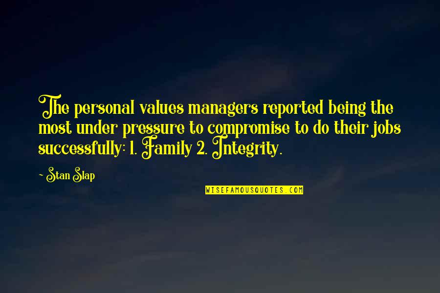 Being Under Pressure Quotes By Stan Slap: The personal values managers reported being the most