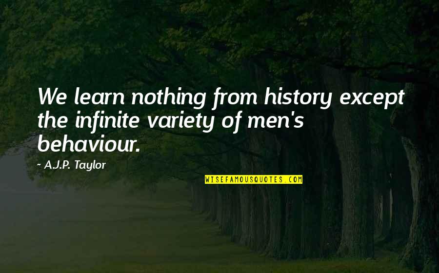 Being Under The Same Stars Quotes By A.J.P. Taylor: We learn nothing from history except the infinite