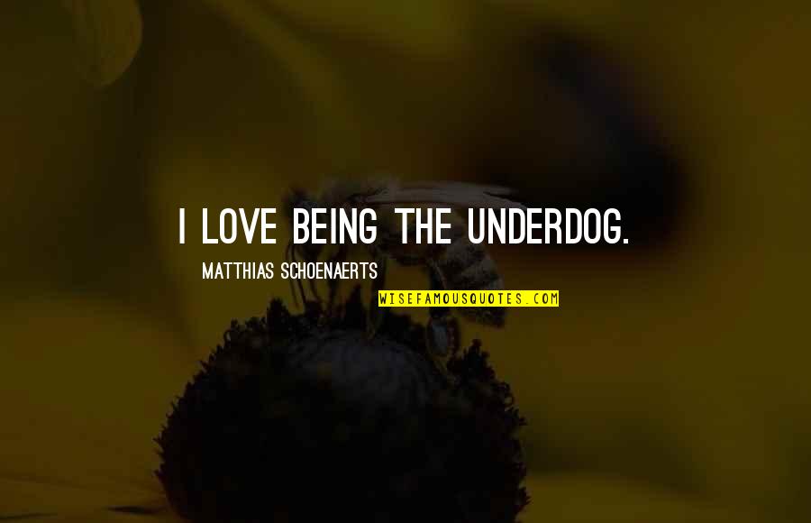 Being Underdog Quotes By Matthias Schoenaerts: I love being the underdog.