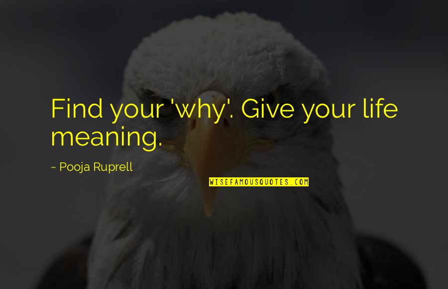 Being Underestimated Quotes By Pooja Ruprell: Find your 'why'. Give your life meaning.