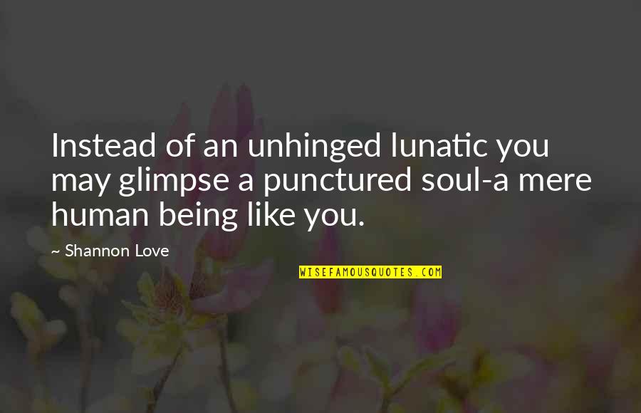 Being Unhinged Quotes By Shannon Love: Instead of an unhinged lunatic you may glimpse
