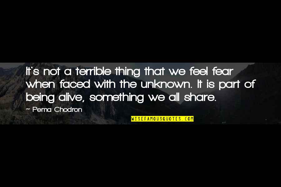 Being Unknown Quotes By Pema Chodron: It's not a terrible thing that we feel