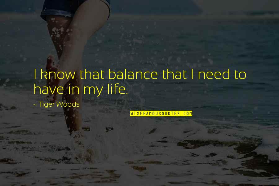 Being Used By Friends Quotes By Tiger Woods: I know that balance that I need to Being Used By Friends Quotes By Tiger Woods: I know that balance that I need to