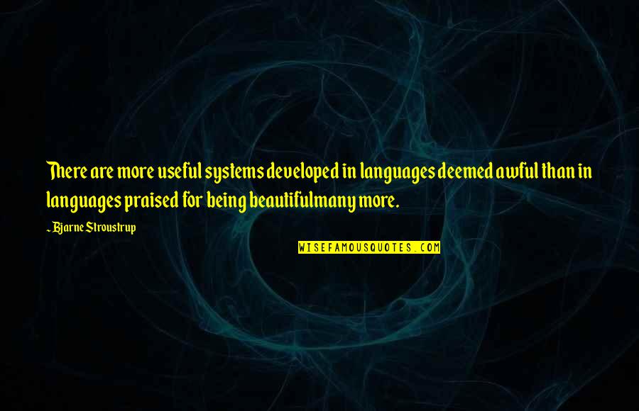 Being Useful Quotes By Bjarne Stroustrup: There are more useful systems developed in languages