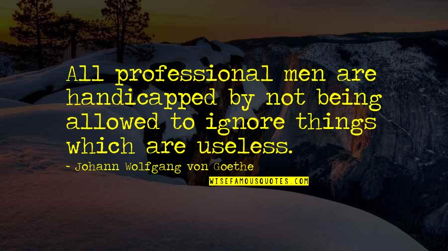 Being Useless Quotes By Johann Wolfgang Von Goethe: All professional men are handicapped by not being