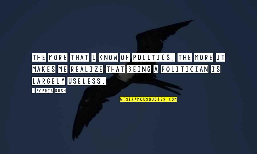 Being Useless Quotes By Sophia Bush: The more that I know of politics, the