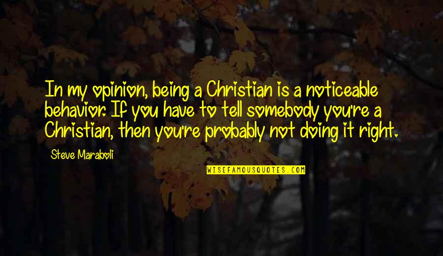 Being Vs Doing Quotes By Steve Maraboli: In my opinion, being a Christian is a