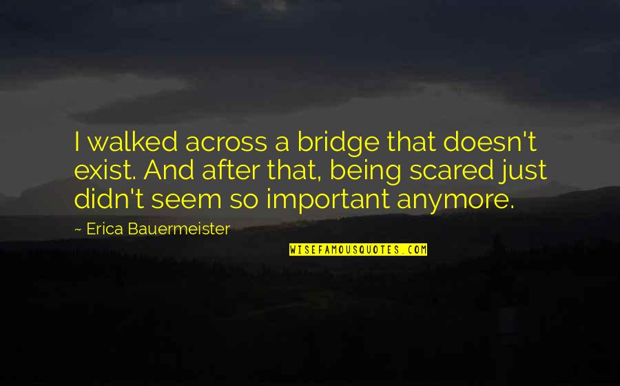 Being Walked On Quotes By Erica Bauermeister: I walked across a bridge that doesn't exist. Being Walked On Quotes By Erica Bauermeister: I walked across a bridge that doesn't exist.