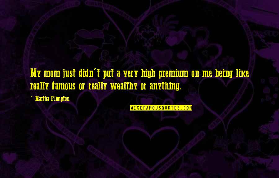 Being Wealthy Quotes By Martha Plimpton: My mom just didn't put a very high